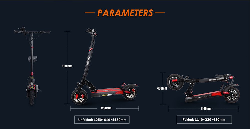 KugooKirin M4 Trotineta electrica pliabila de teren 10 inch Anvelope pneumatice 500W fara perii 12.5Ah Baterie Motor 3 moduri de viteza Frana cu disc dual Viteza maxima 45KM/h Display LED 45KM Raza lunga cu scaun - Negru