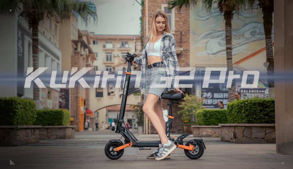KuKirin G2 Pro 2024 Versiune nouă Trotinetă electrică pliabilă 9.0x3.0 inch Anvelopă fără cameră de vid 600W Motor 48V 15.6Ah Baterie 58km Rază maximă, Afișaj LCD HD Lumină dublă de frână cu LED Amortizor de șoc, Scaun detașabil Lumină de semnalizare