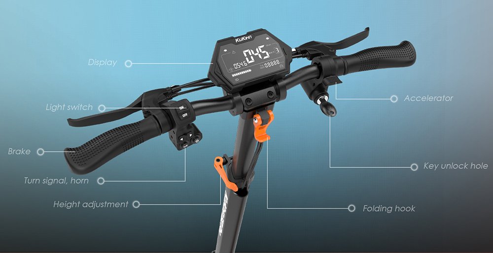 KuKirin G2 Pro 2024 Versiune nouă Trotinetă electrică pliabilă 9.0x3.0 inch Anvelopă fără cameră de vid 600W Motor 48V 15.6Ah Baterie 58km Rază maximă, Afișaj LCD HD Lumină dublă de frână cu LED Amortizor de șoc, Scaun detașabil Lumină de semnalizare