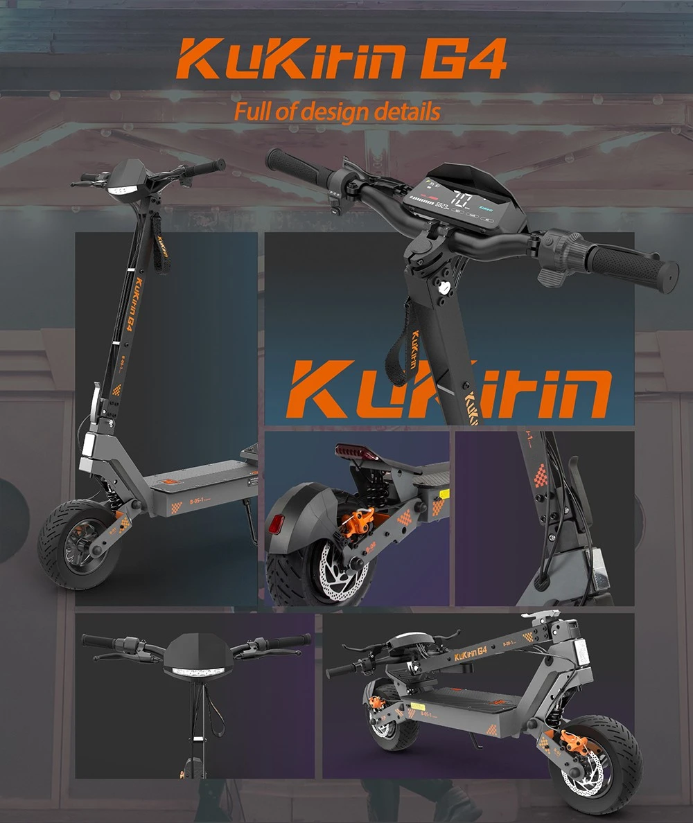 Trotinetă electrică KuKirin G4, 2 motoare de 1000 W, baterie de 60 V și 20 Ah, anvelope de 11 inch, viteză maximă de 70 km/h, autonomie de 75 km, frâne cu disc față și spate, amortizor cu patru brațe