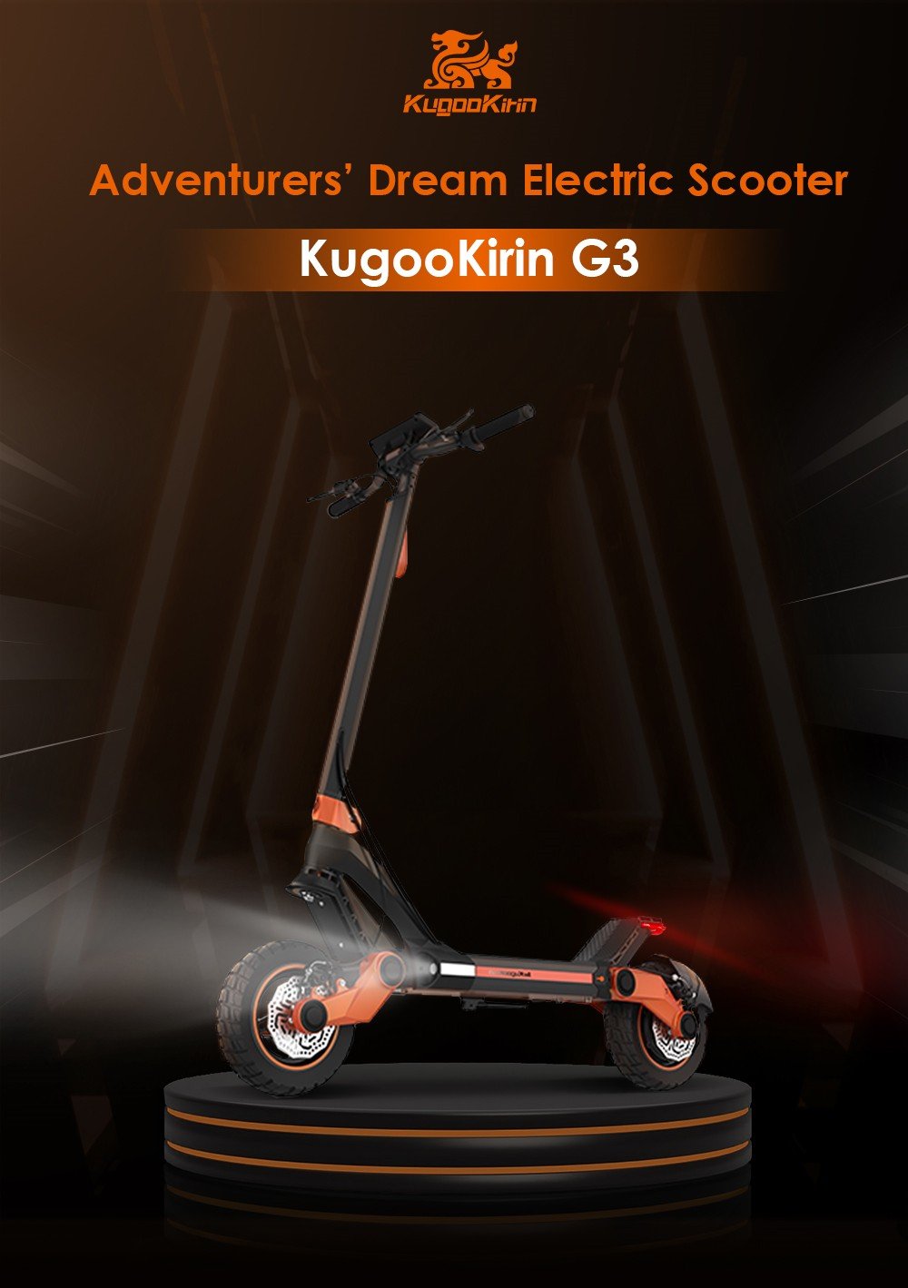 Scuter electric KUGOO KIRIN G3 Adventurers Dream 1200W Motor spate 52V 18Ah Baterie cu litiu Comandă afișaj tactil