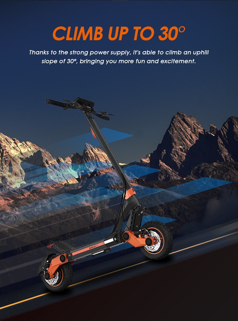 Scuter electric KUGOO KIRIN G3 Adventurers Dream 1200W Motor spate 52V 18Ah Baterie cu litiu Comandă afișaj tactil
