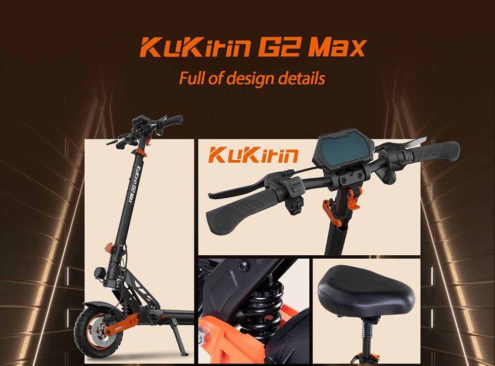 Trotineta electrica KUKIRIN G2 MAX 10*2.75'' Anvelope pneumatice de teren 1000W Motor 48V 20Ah Baterie 80km Raza de actiune 3 Viteze