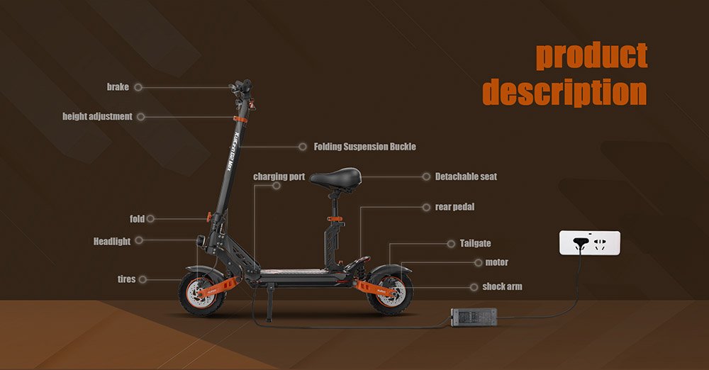 Trotineta electrica KUKIRIN G2 MAX 10*2.75'' Anvelope pneumatice de teren 1000W Motor 48V 20Ah Baterie 80km Raza de actiune 3 Viteze