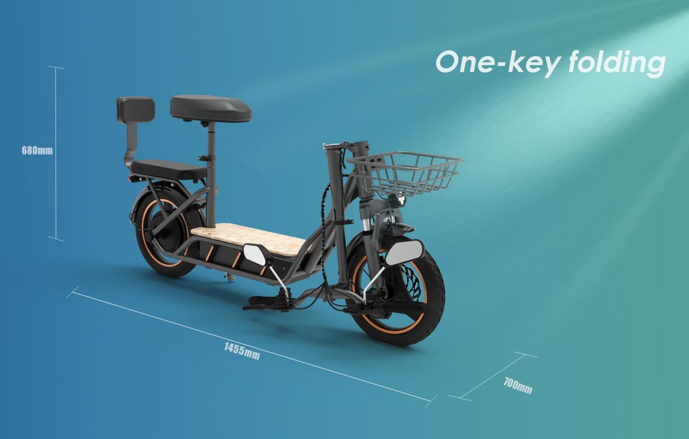 (Versiune actualizată) Trotinetă electrică KuKirin C1 Pro, motor de 500 W, baterie 48 V 26 Ah, anvelopă pneumatică de 14 inchi, viteză maximă de 45 km, autonomie de 100 km, pliabil cu un singur clic, scaun spate și coș de depozitare față, oglindă retrovizoare