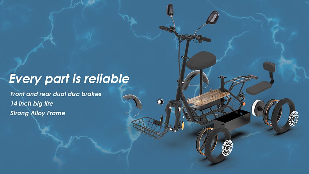 (Versiune actualizată) Trotinetă electrică KuKirin C1 Pro, motor de 500 W, baterie 48 V 26 Ah, anvelopă pneumatică de 14 inchi, viteză maximă de 45 km, autonomie de 100 km, pliabil cu un singur clic, scaun spate și coș de depozitare față, oglindă retrovizoare