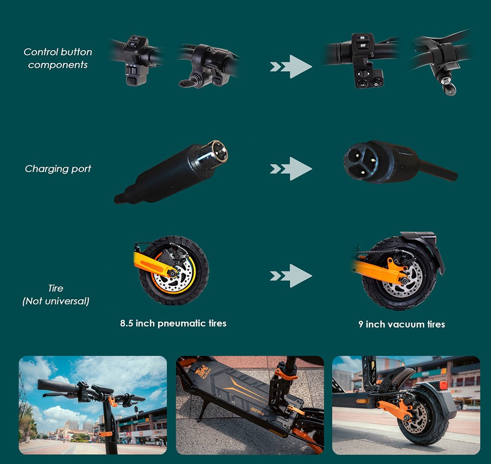 Trotineta electrica KuKirin G2 Pro versiunea 2024, motor fara perii de 600 W, baterie de 48 V 15,6 Ah, cauciucuri de 9 inchi de cauciuc, viteza maxima de 45 km/h, raza de actiune de 58 km, frane cu disc dublu, amortizor cu arc, scaun detasabil