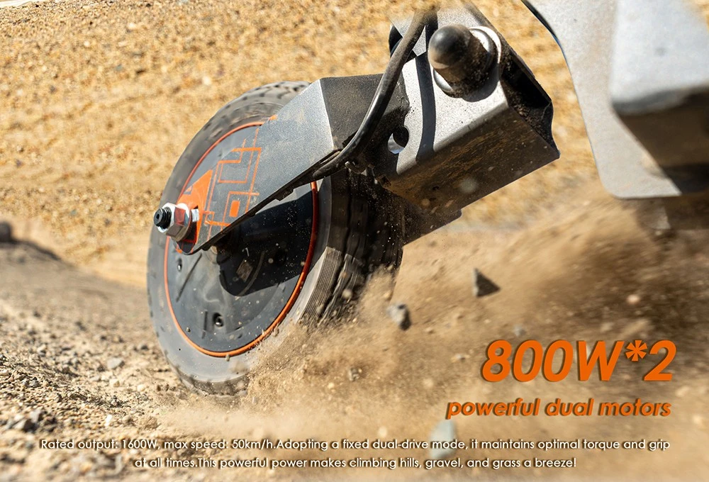 Trotinetă electrică pliabilă KuKirin G2 Ultra, motor 800W*2, baterie 48V 18Ah, anvelope de 10 inch, viteză maximă 50km/h, autonomie maximă 55km, frână pe disc față și spate, amortizoare cu arc față și spate