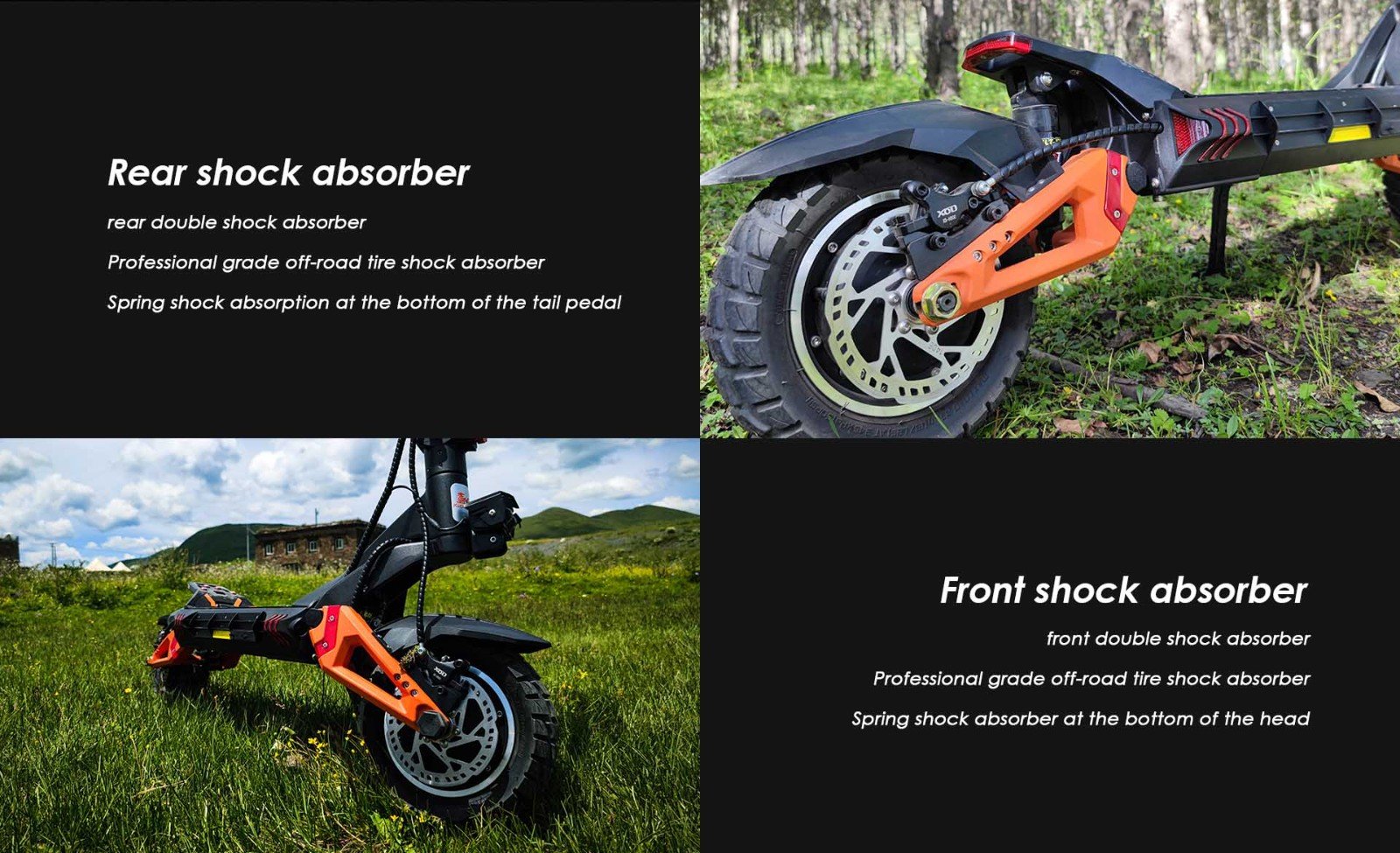 KuKirin G3 Pro 1200W*2 Motoare Scooter electric off-road 10 inch Anvelope, 52V 23.2Ah Baterie detașabilă, 80KM Gama de top, 65Km/h Viteză maximă, Amortizor dublu, IP54 Impermeabil, Frâne cu ulei dublu