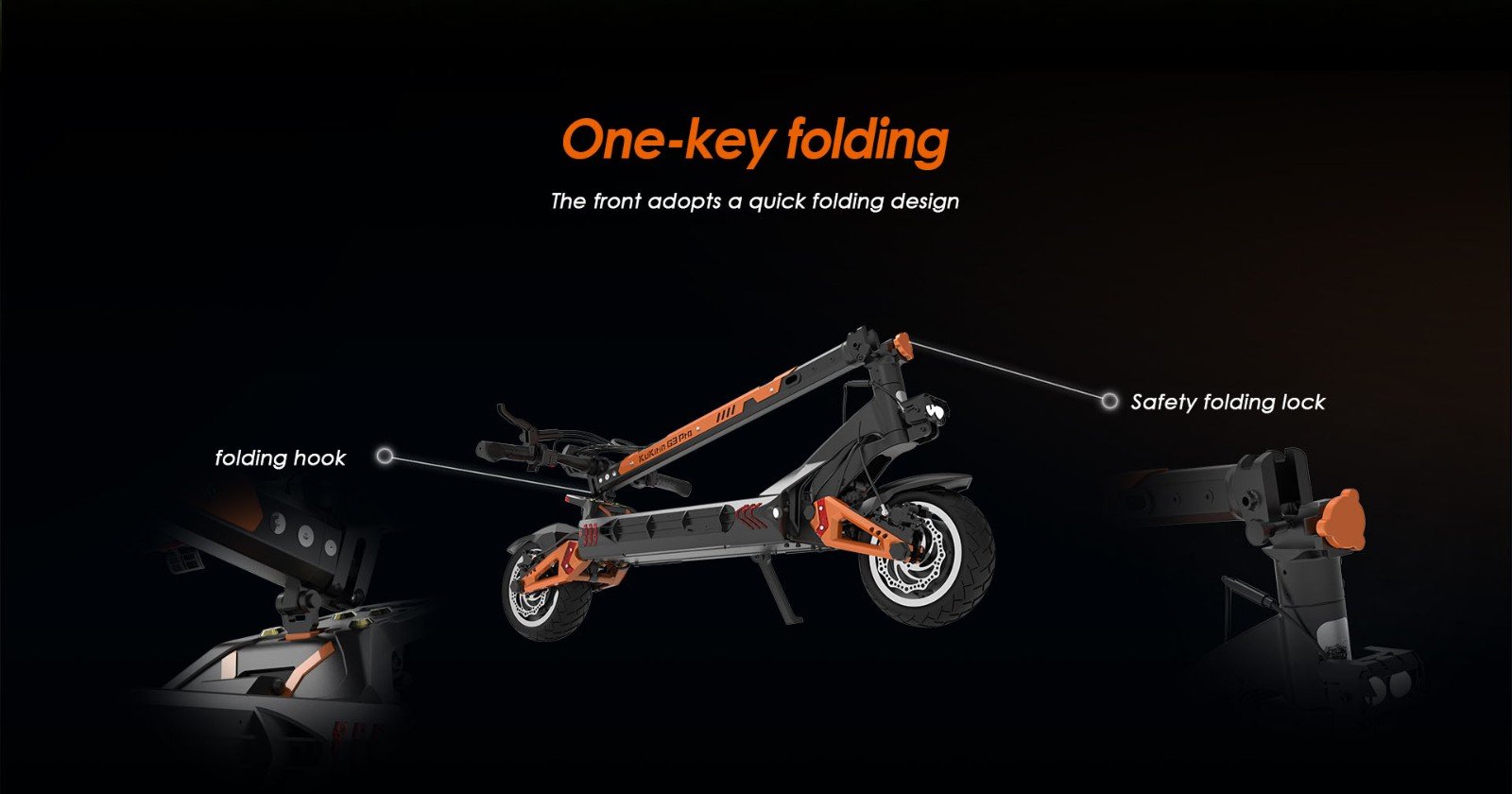 KuKirin G3 Pro 1200W*2 Motoare Scooter electric off-road 10 inch Anvelope, 52V 23.2Ah Baterie detașabilă, 80KM Gama de top, 65Km/h Viteză maximă, Amortizor dublu, IP54 Impermeabil, Frâne cu ulei dublu