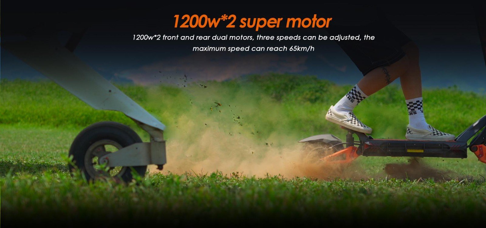 KuKirin G3 Pro 1200W*2 Motoare Scooter electric off-road 10 inch Anvelope, 52V 23.2Ah Baterie detașabilă, 80KM Gama de top, 65Km/h Viteză maximă, Amortizor dublu, IP54 Impermeabil, Frâne cu ulei dublu