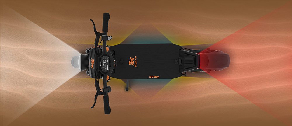 Trotineta electrica de teren KuKirin G4 Max, motor 2*1600W fără perii, cauciucuri pneumatice de teren de 12 inchi, baterie 60V 35,2Ah, autonomie maximă de 95 km, viteză maximă 86 km/h, frână cu ulei cu piston față și spate, impermeabil IP54