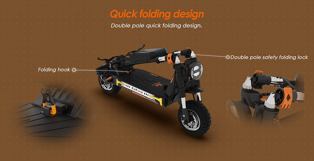 Trotineta electrica de teren KuKirin G4 Max, motor 2*1600W fără perii, cauciucuri pneumatice de teren de 12 inchi, baterie 60V 35,2Ah, autonomie maximă de 95 km, viteză maximă 86 km/h, frână cu ulei cu piston față și spate, impermeabil IP54
