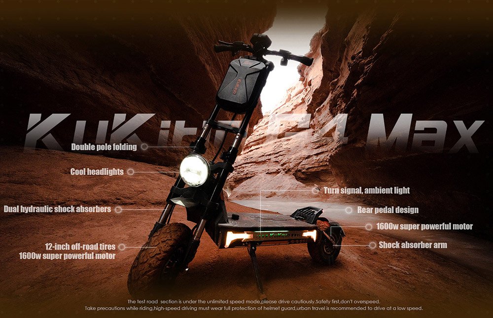 Trotineta electrica de teren KuKirin G4 Max, motor 2*1600W fără perii, cauciucuri pneumatice de teren de 12 inchi, baterie 60V 35,2Ah, autonomie maximă de 95 km, viteză maximă 86 km/h, frână cu ulei cu piston față și spate, impermeabil IP54