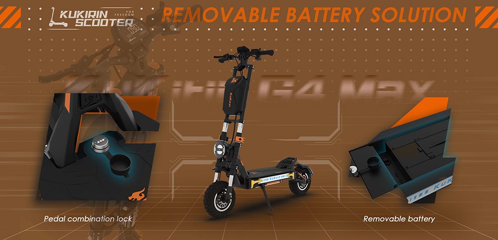 Trotineta electrica de teren KuKirin G4 Max, motor 2*1600W fără perii, cauciucuri pneumatice de teren de 12 inchi, baterie 60V 35,2Ah, autonomie maximă de 95 km, viteză maximă 86 km/h, frână cu ulei cu piston față și spate, impermeabil IP54