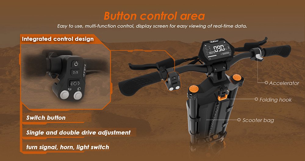 Trotineta electrica de teren KuKirin G4 Max, motor 2*1600W fără perii, cauciucuri pneumatice de teren de 12 inchi, baterie 60V 35,2Ah, autonomie maximă de 95 km, viteză maximă 86 km/h, frână cu ulei cu piston față și spate, impermeabil IP54