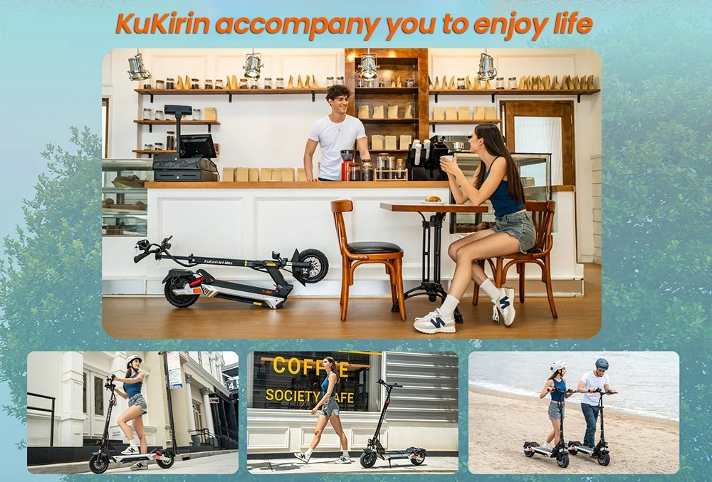 KuKirin M4 Max Electric Scooter, 800W Motor, 48V 18.2Ah Battery, 10 inches Tires, 45km/h Max Speed, 64km Range, Front & Rear Disc Brakes, Spring Shock Adsorption