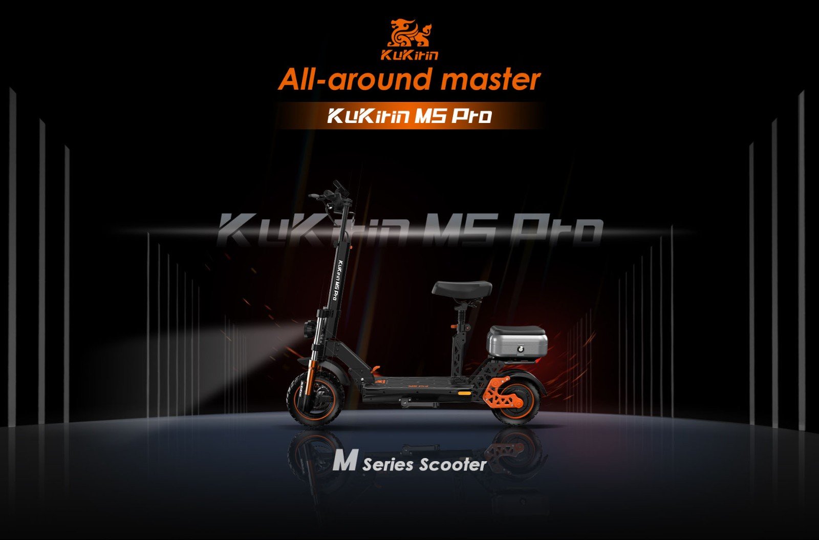 Trotineta electrica KuKirin M5 Pro 1000W Motor 52Km/h Viteza maxima 48V 20Ah Baterie cu raza de actiune 70KM, frane cu disc dublu, 7 lumini, moduri de viteza multiple 120KG sarcina maxima cu scaun detasabil