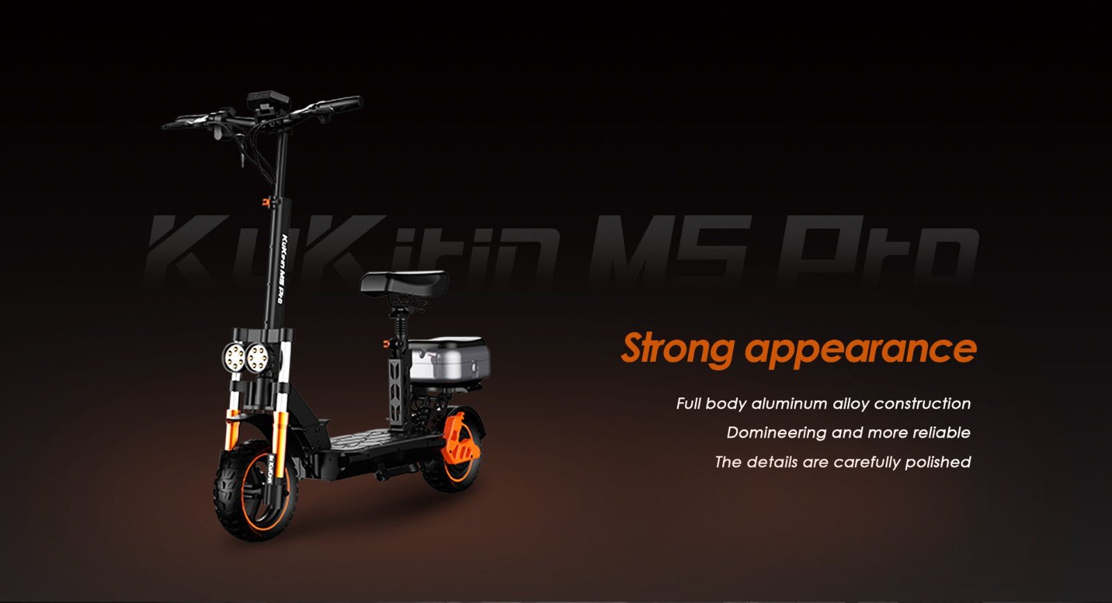 Trotineta electrica KuKirin M5 Pro 1000W Motor 52Km/h Viteza maxima 48V 20Ah Baterie cu raza de actiune 70KM, frane cu disc dublu, 7 lumini, moduri de viteza multiple 120KG sarcina maxima cu scaun detasabil