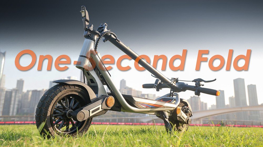 Trotinetă electrică pliabilă Kukirin A1, motor de 800W, baterie de 48V 13Ah, anvelopă cu aspirator de 10 inch, viteză maximă de 45 km/h, autonomie de 45 km, frână pe disc față și spate, amortizare șocuri față și spate