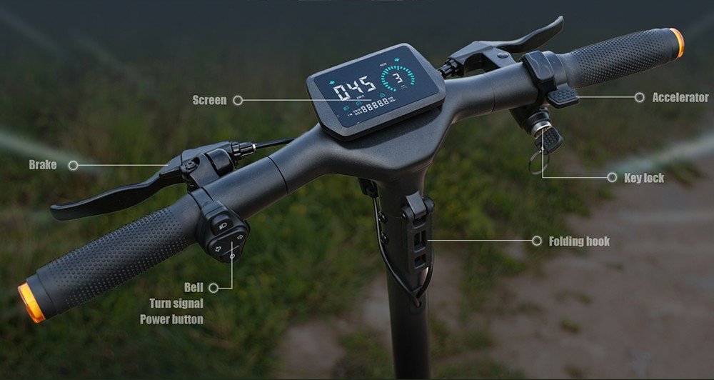 Trotinetă electrică pliabilă Kukirin A1, motor de 800W, baterie de 48V 13Ah, anvelopă cu aspirator de 10 inch, viteză maximă de 45 km/h, autonomie de 45 km, frână pe disc față și spate, amortizare șocuri față și spate