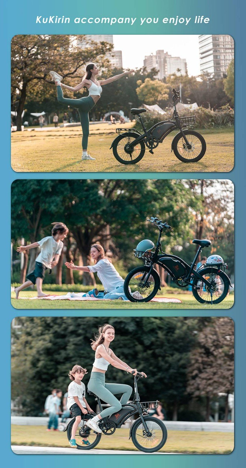 Bicicleta electrica Kukirin V1 Pro 20in Anvelope 48V 350W Motor 45km/h Viteza maxima 7.5Ah Baterie 45km Raza de actiune Frana cu disc dublu + frana E