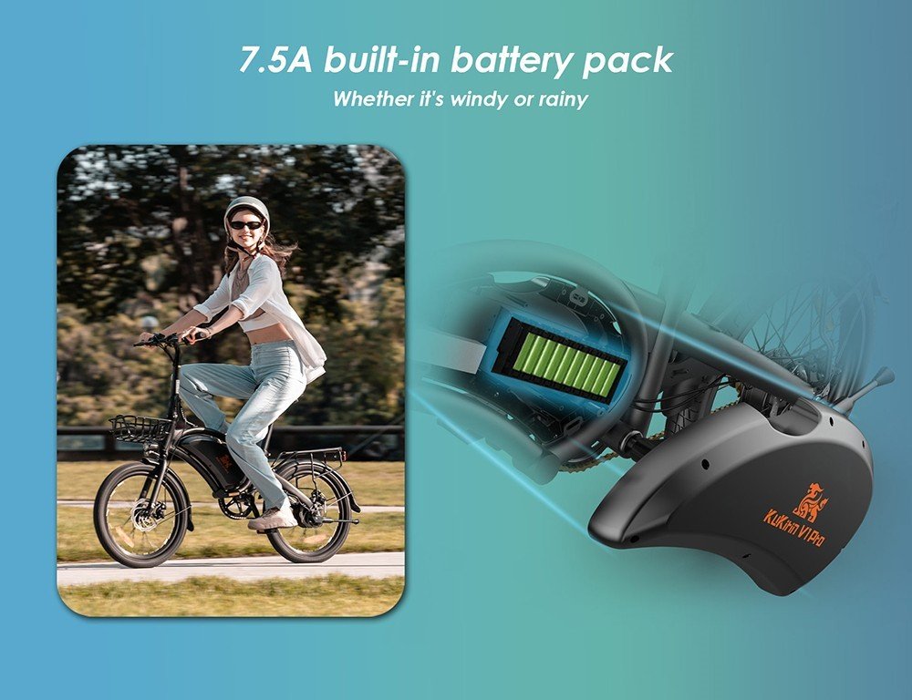 Bicicleta electrica Kukirin V1 Pro 20in Anvelope 48V 350W Motor 45km/h Viteza maxima 7.5Ah Baterie 45km Raza de actiune Frana cu disc dublu + frana E