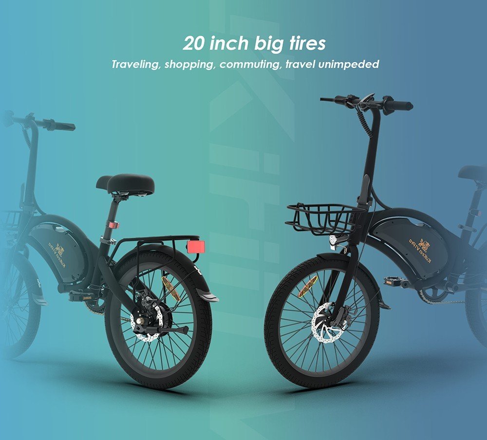 Bicicleta electrica Kukirin V1 Pro 20in Anvelope 48V 350W Motor 45km/h Viteza maxima 7.5Ah Baterie 45km Raza de actiune Frana cu disc dublu + frana E