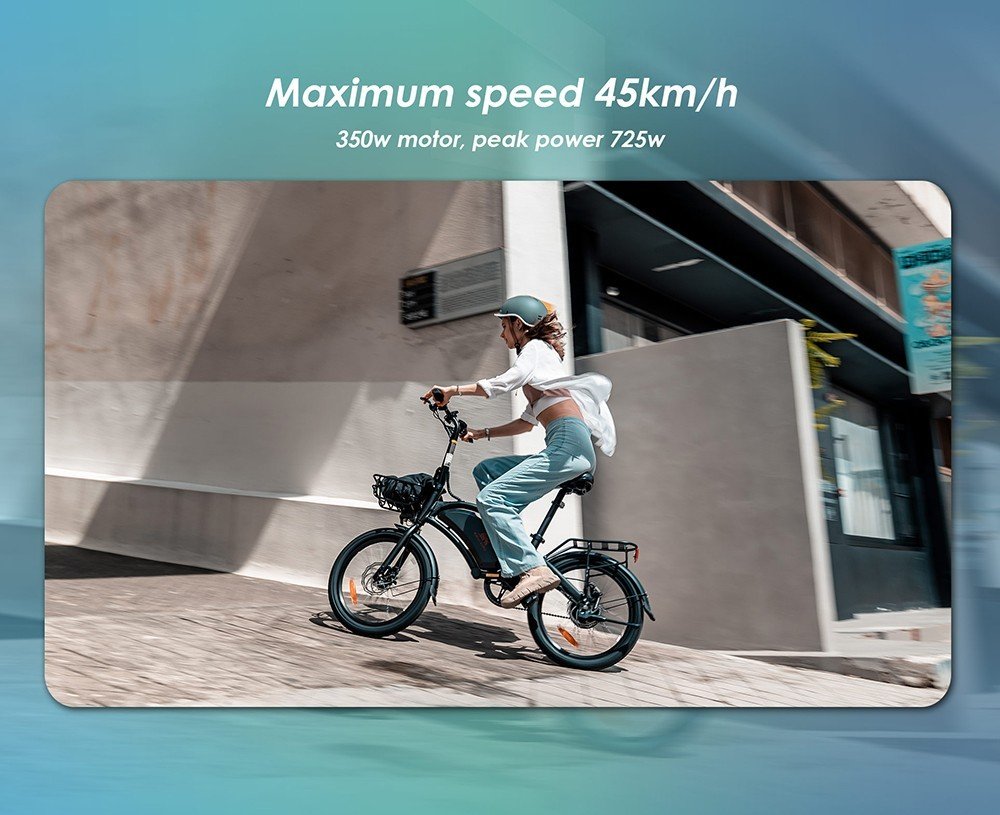 Bicicleta electrica Kukirin V1 Pro 20in Anvelope 48V 350W Motor 45km/h Viteza maxima 7.5Ah Baterie 45km Raza de actiune Frana cu disc dublu + frana E