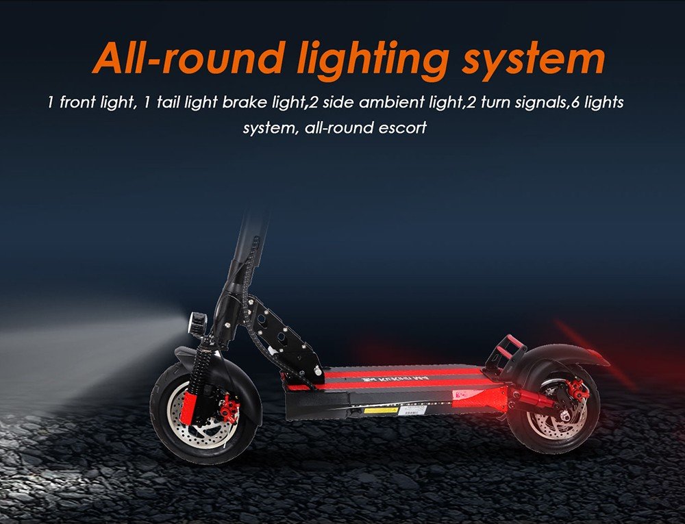 KugooKirin M4 Trotineta electrica pliabila de teren 10 inch Anvelope pneumatice 500W fara perii 12.5Ah Baterie Motor 3 moduri de viteza Frana cu disc dual Viteza maxima 45KM/h Display LED 45KM Raza lunga cu scaun - Negru