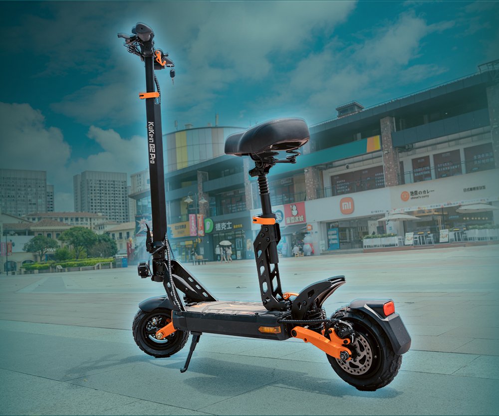 KuKirin G2 Pro 2024 Versiune nouă Trotinetă electrică pliabilă 9.0x3.0 inch Anvelopă fără cameră de vid 600W Motor 48V 15.6Ah Baterie 58km Rază maximă, Afișaj LCD HD Lumină dublă de frână cu LED Amortizor de șoc, Scaun detașabil Lumină de semnalizare